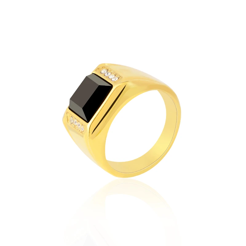 Stainless Steel CZ Black Onyx Ring Men