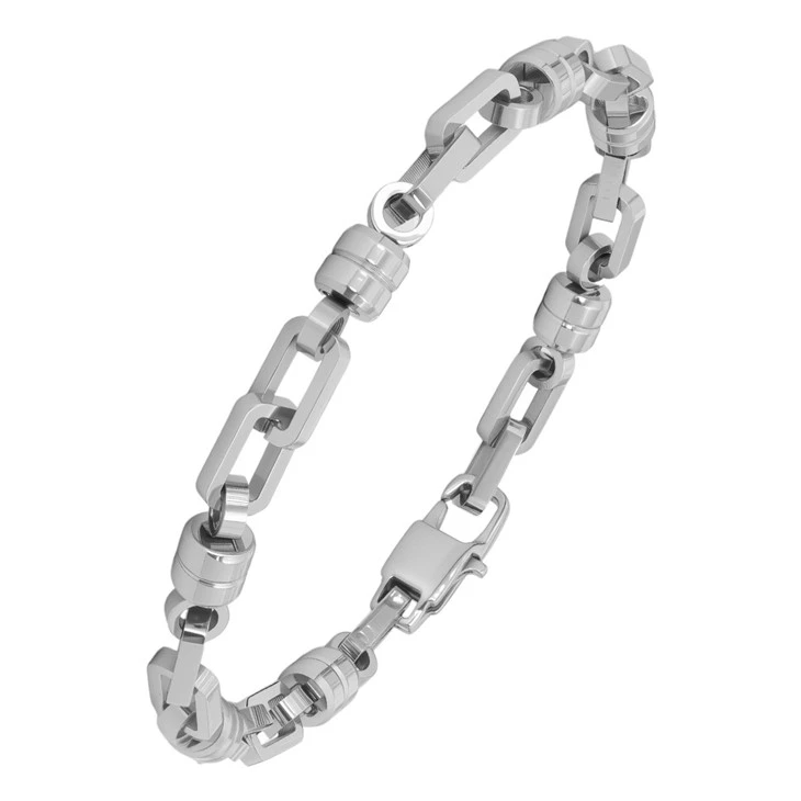 316L Stainless Steel Geometric Link steel Two-Tone Bracelet