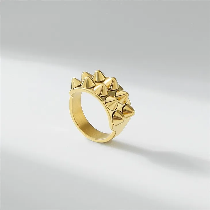 316L Stainless Steel PVD 18K Gold Wide Double Spike Ring – Wholesale & Customizable suppliers 316L Stainless Steel PVD 18K Gold Wide Double Spike Ring – Wholesale & Customizable suppliers