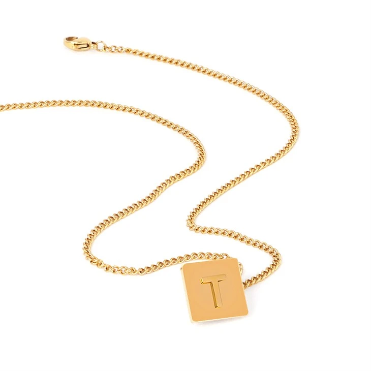 316L Stainless Steel Curb Chain Square Initial Charm Pendant Necklace – Wholesale & Customizable 316L Stainless Steel Curb Chain Square Initial Charm Pendant Necklace – Wholesale & Customizable