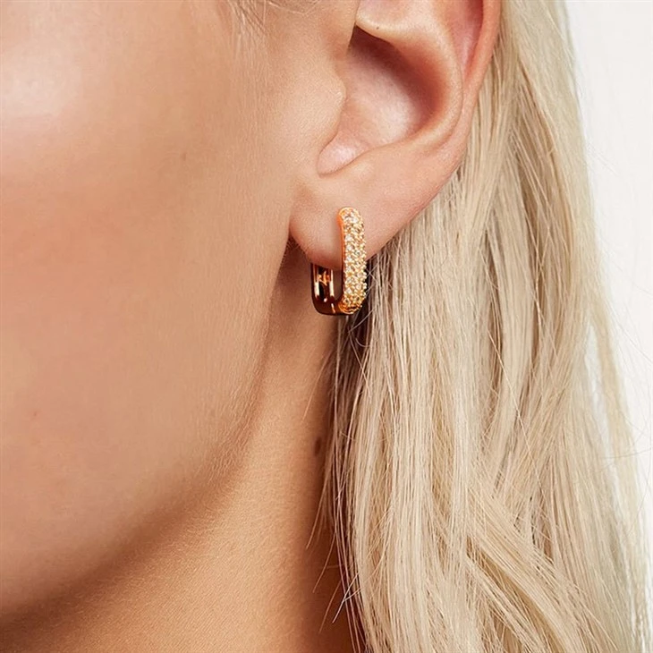 Brass PVD Rose Gold Geometric Pave Zircon Bar Earrings best Brass PVD Rose Gold Geometric Pave Zircon Bar Earrings best