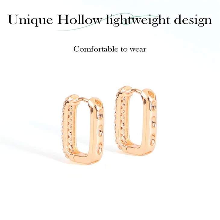 Brass PVD Rose Gold Geometric Pave Zircon Bar Earrings suppliers Brass PVD Rose Gold Geometric Pave Zircon Bar Earrings suppliers