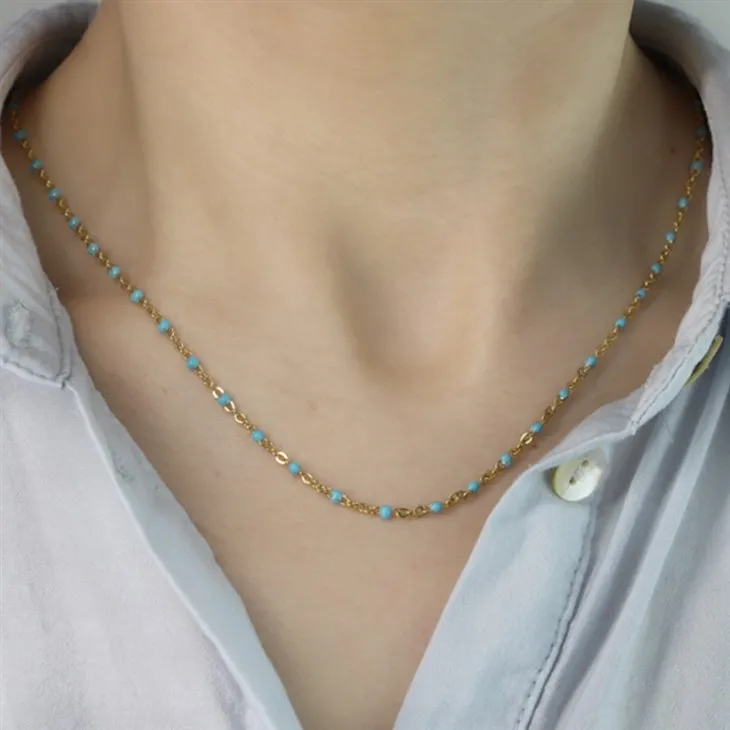 Blue Beaded Cable Chain Necklace best