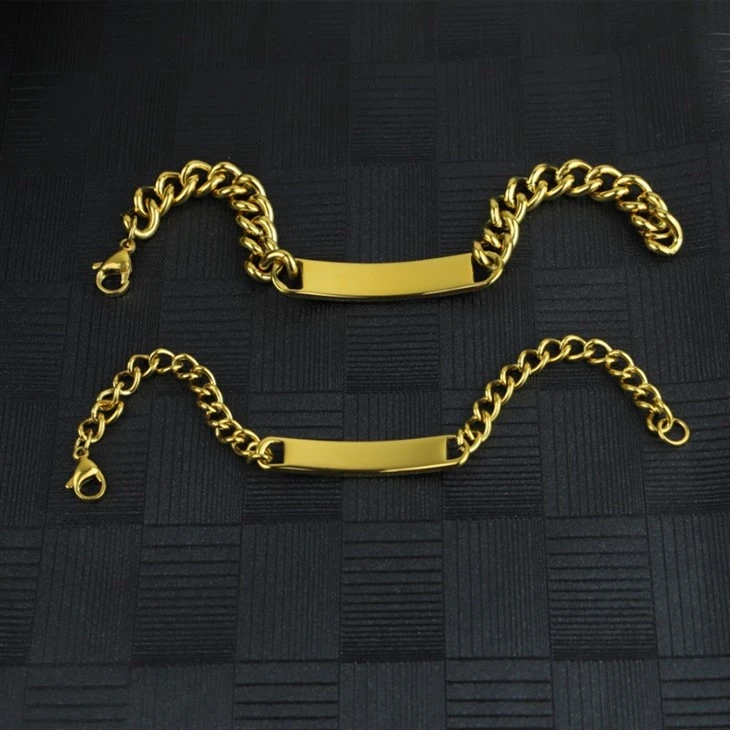 Gold Polished ID Plate Cuban Chain Bracelet best Gold Polished ID Plate Cuban Chain Bracelet best