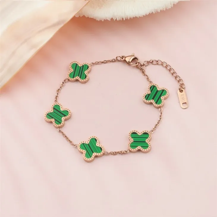 Green Clover Enamel Link Chain Bracelet factory Green Clover Enamel Link Chain Bracelet factory