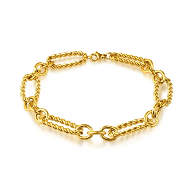 Gold-Plated Stainless Steel Link Chain Bracelet With Bold Design