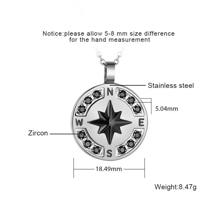 Black Compass Star Pendant Necklace With Zircon suppliers Black Compass Star Pendant Necklace With Zircon suppliers