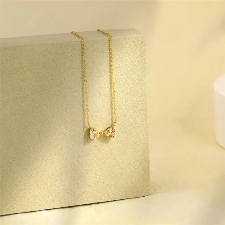 Heart Zircon Bow Pendant Necklace price Heart Zircon Bow Pendant Necklace price
