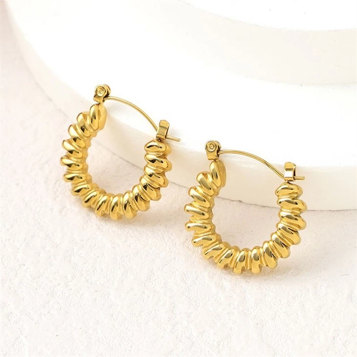 Stainless Steel PVD Polished Rope Twist Hoop Earrings suppliers Stainless Steel PVD Polished Rope Twist Hoop Earrings suppliers