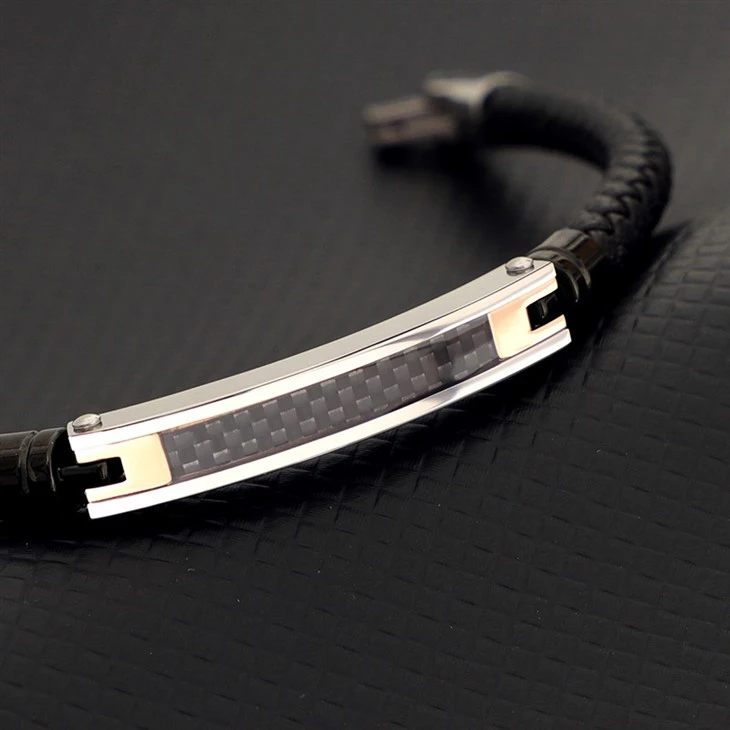 Stainless Steel & Carbon Fiber Braided Leather Bracelet – Wholesale & Customizable factory Stainless Steel & Carbon Fiber Braided Leather Bracelet – Wholesale & Customizable factory