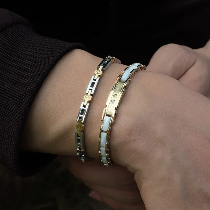 316L Stainless Steel & Ceramic Link Bracelet With Zircon Inlay – Multi-Color Options Wholesale & Customizable suppliers 316L Stainless Steel & Ceramic Link Bracelet With Zircon Inlay – Multi-Color Options Wholesale & Customizable suppliers