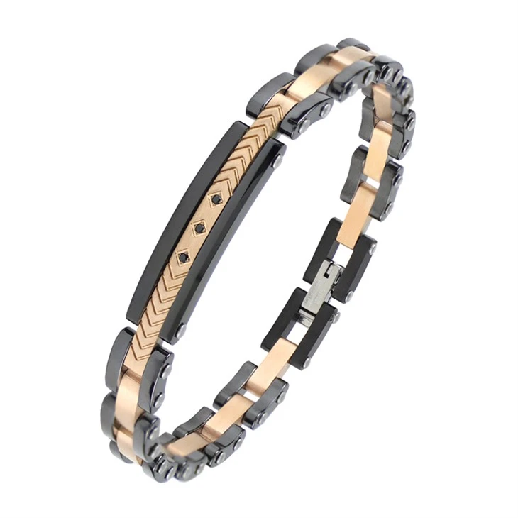 Refined Chevron Zircon Stainless Steel Ceramic Bracelet Refined Chevron Zircon Stainless Steel Ceramic Bracelet