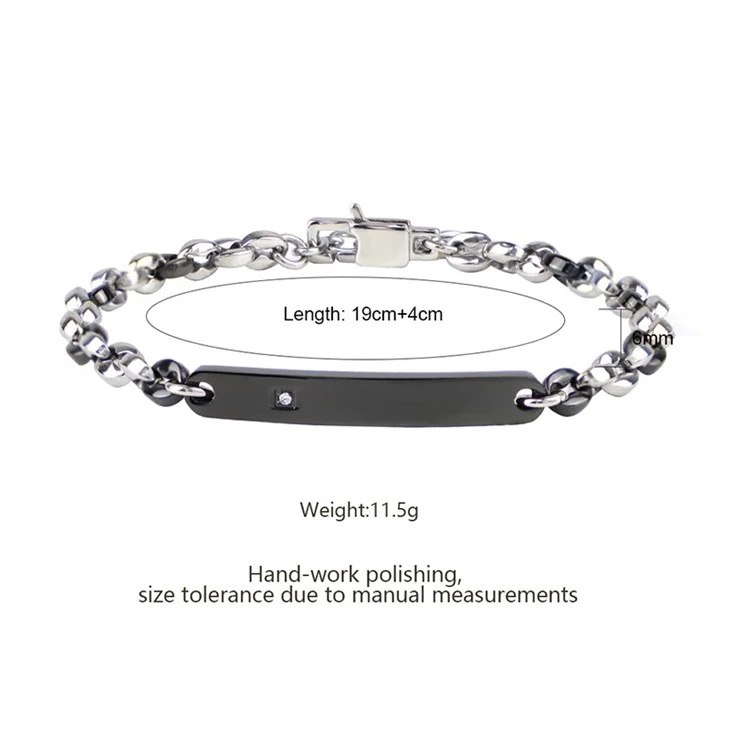 Single Zircon Accent Chain-Link Stainless Steel Bracelet factory Single Zircon Accent Chain-Link Stainless Steel Bracelet factory